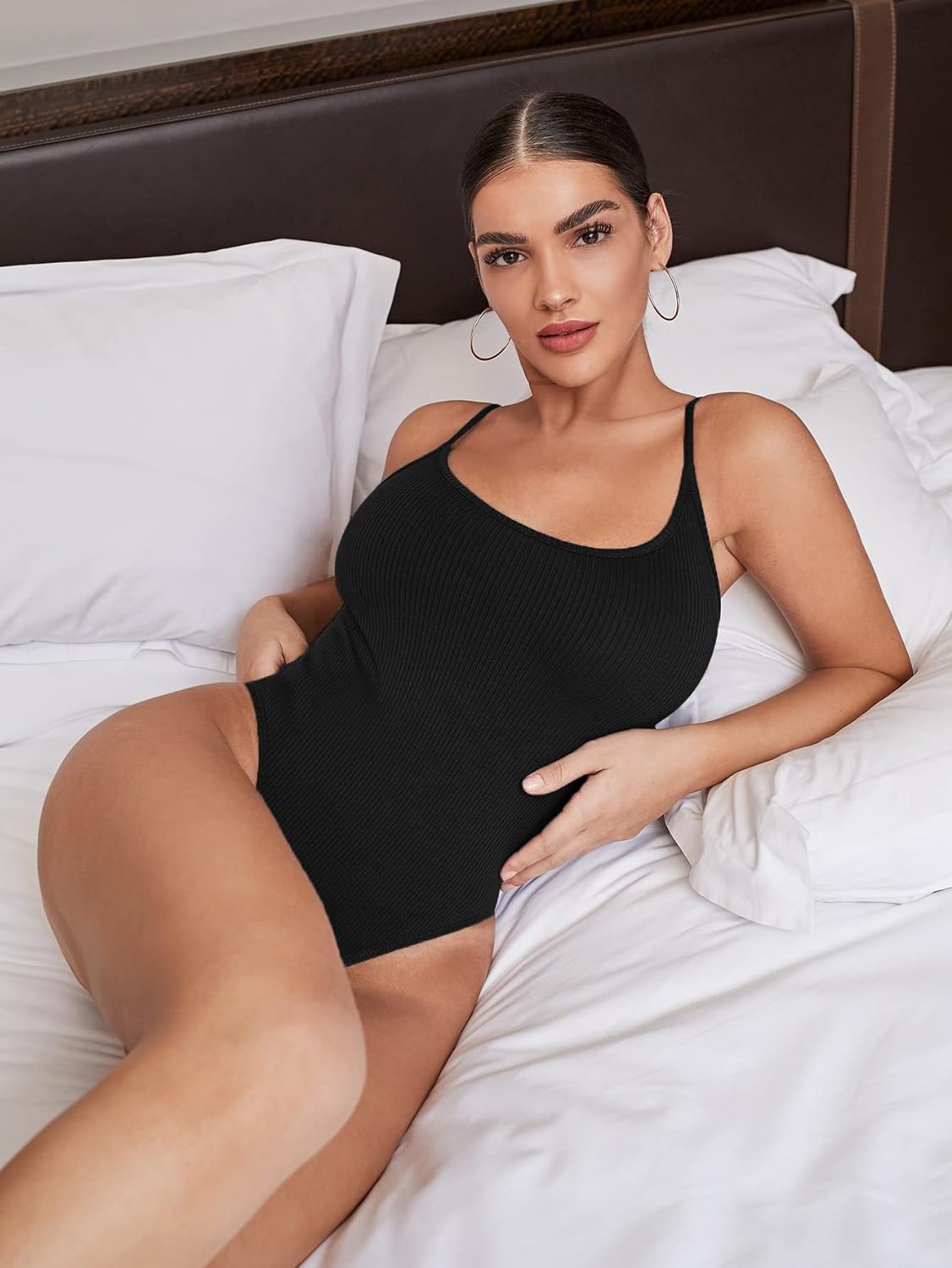 Avidlove 2 Piece Bodysuits for Ribbed Shapewear Bodysuit Tummy Control Spaghetti Strap Yoga Romper