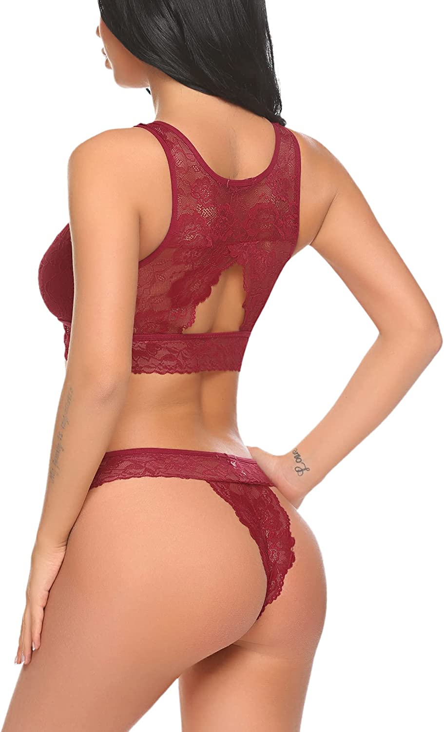 Avidlove Lingerie 2 Piece Lace Babydoll Bra and Panty Set Mini Sleepwear