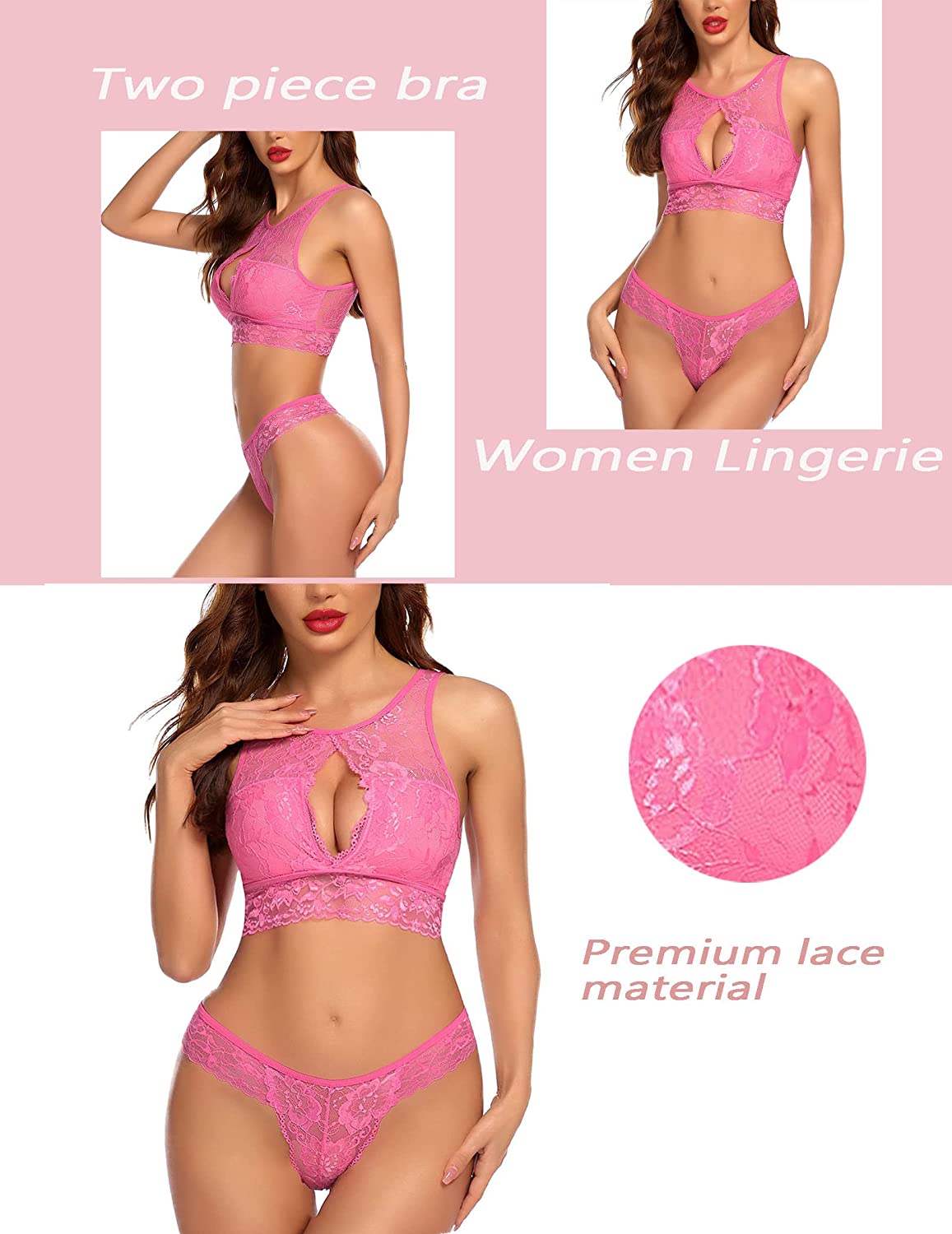 Avidlove Lingerie 2 Piece Lace Babydoll Bra and Panty Set Mini Sleepwear