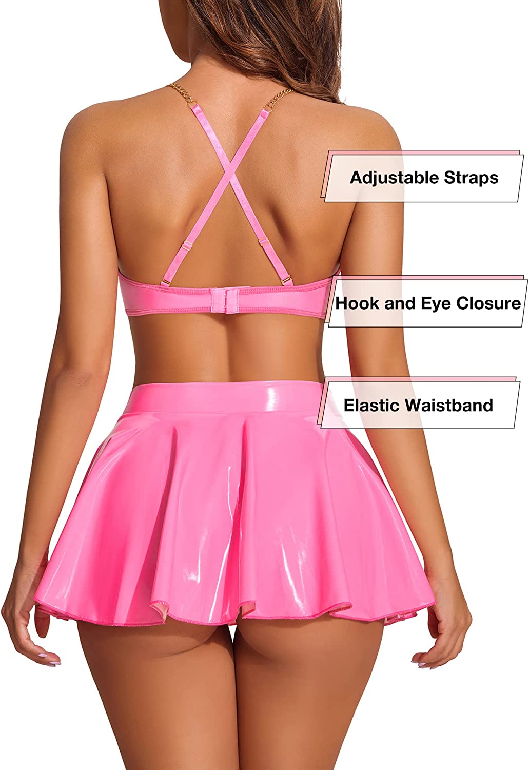 Avidlove Bunny Lingerie Cosplay Costume Leather 4pack Ring Chain Linked Cut-out Halloween Outfit Set