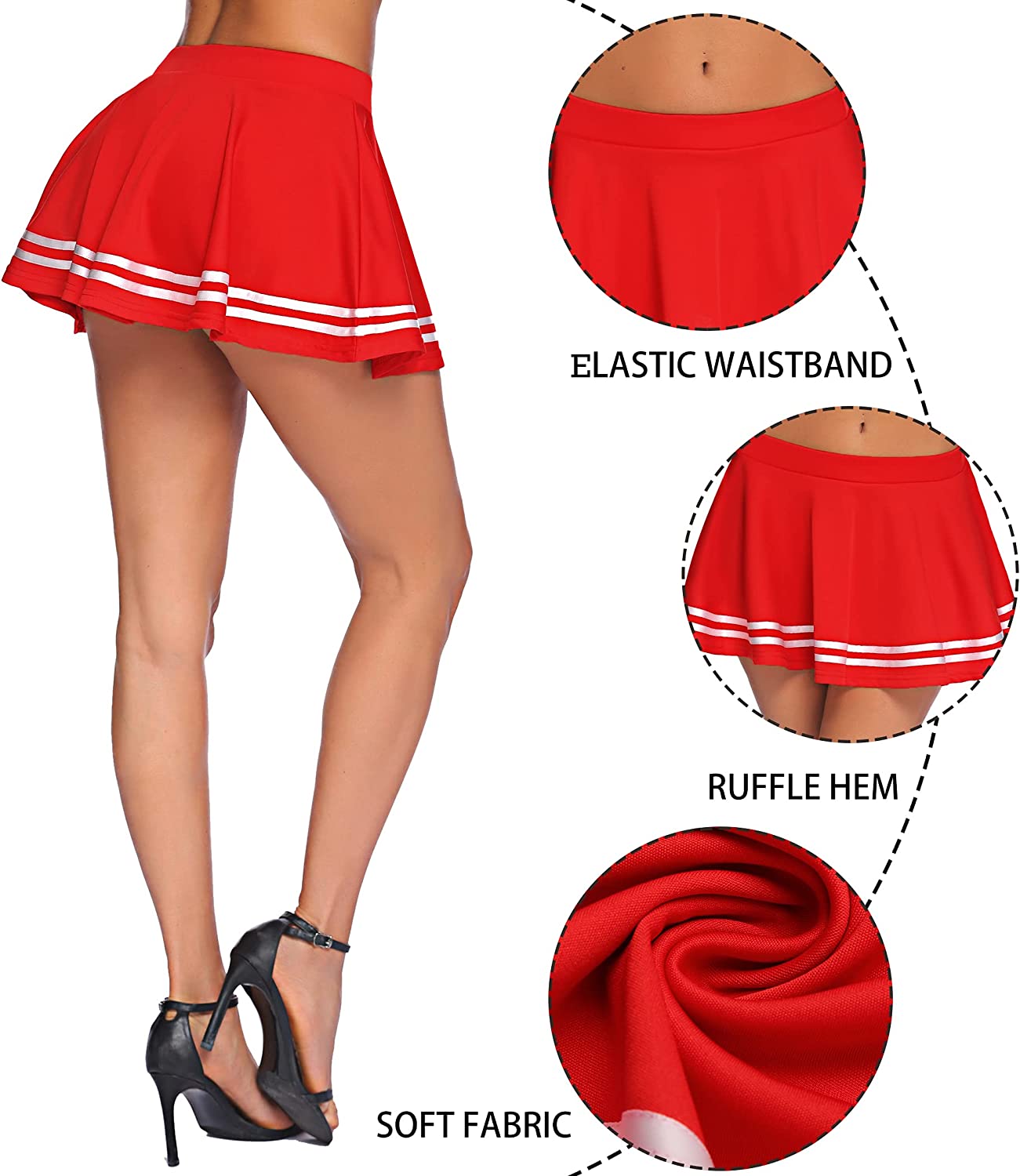 Avidlove Mini Skirt Pleated Elastic Waist Ruffle Sailor Skirts School Uniform Skirts Cheerleader