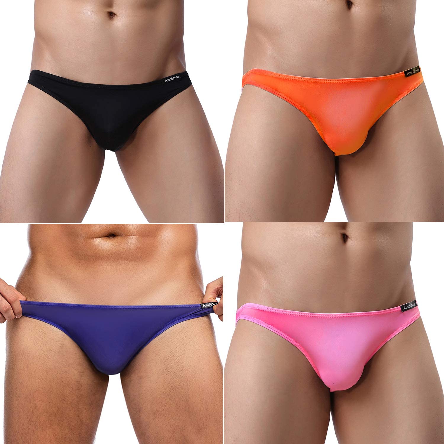 Avidlove Underwear Men's 4 Pack Classic Low Rise Stretchy Hip Briefs Bikini