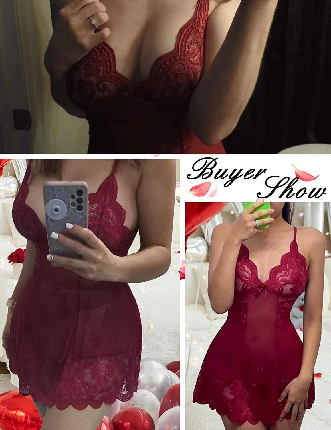 Avidlove Lingerie for Kinky Babydoll Lingerie Mesh Sleepwear Lace Chemise
