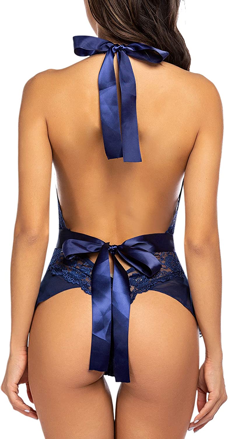 Avidlove Lingerie for Lace Teddy Bodysuit Halter V Neck One Piece Lingerie Babydoll XS-XXXL