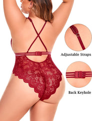Avidlove Plus Size Lingerie Snap Crotch Teddy Bodysuit One Piece Lace Babydoll 14-24 Plus