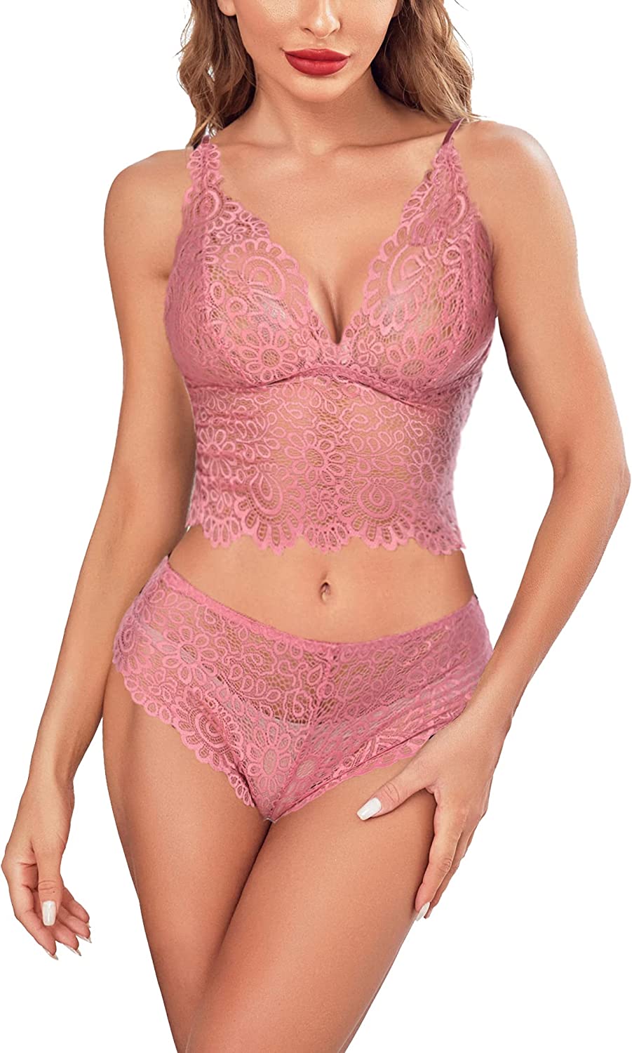 Avidlove Lingerie Set Lace Bra and Panty Set Two Piece Babydoll Underwear