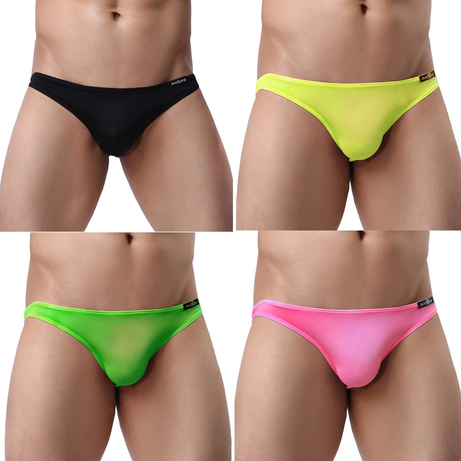Avidlove Underwear Men's 4 Pack Classic Low Rise Stretchy Hip Briefs Bikini