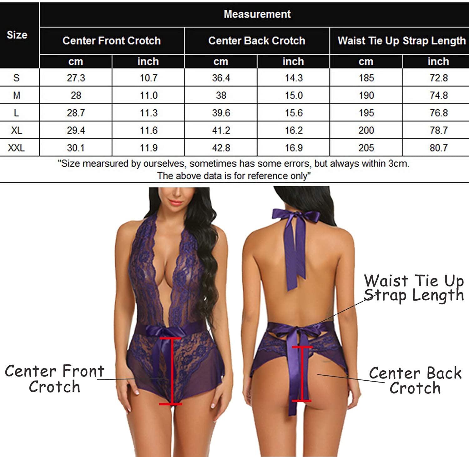 Avidlove Lingerie for Lace Teddy Bodysuit Halter V Neck One Piece Lingerie Babydoll XS-XXXL