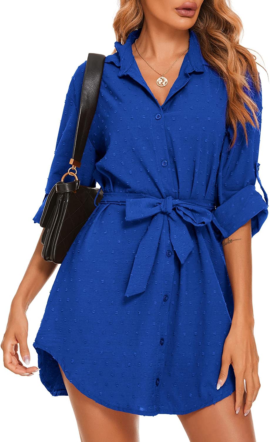 Mid-Long Blouse Tops with Belt