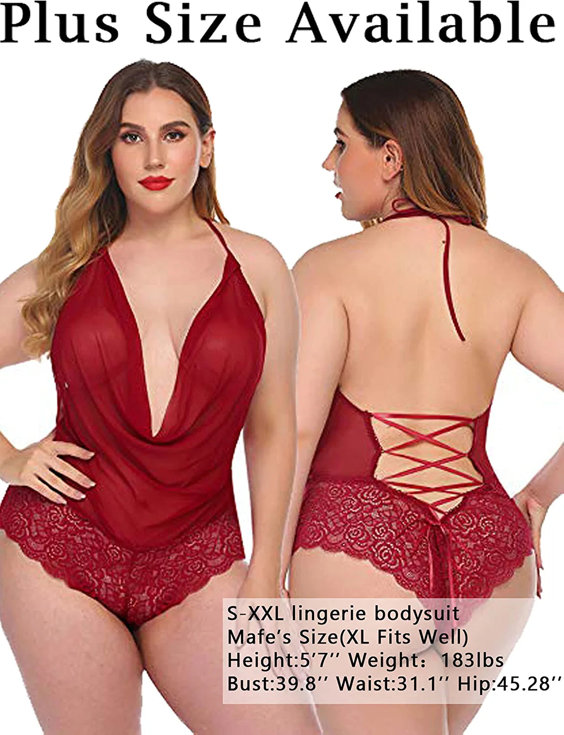 Avidlove Lingerie Teddy One Piece Lace Halter Babydoll Bodysuit