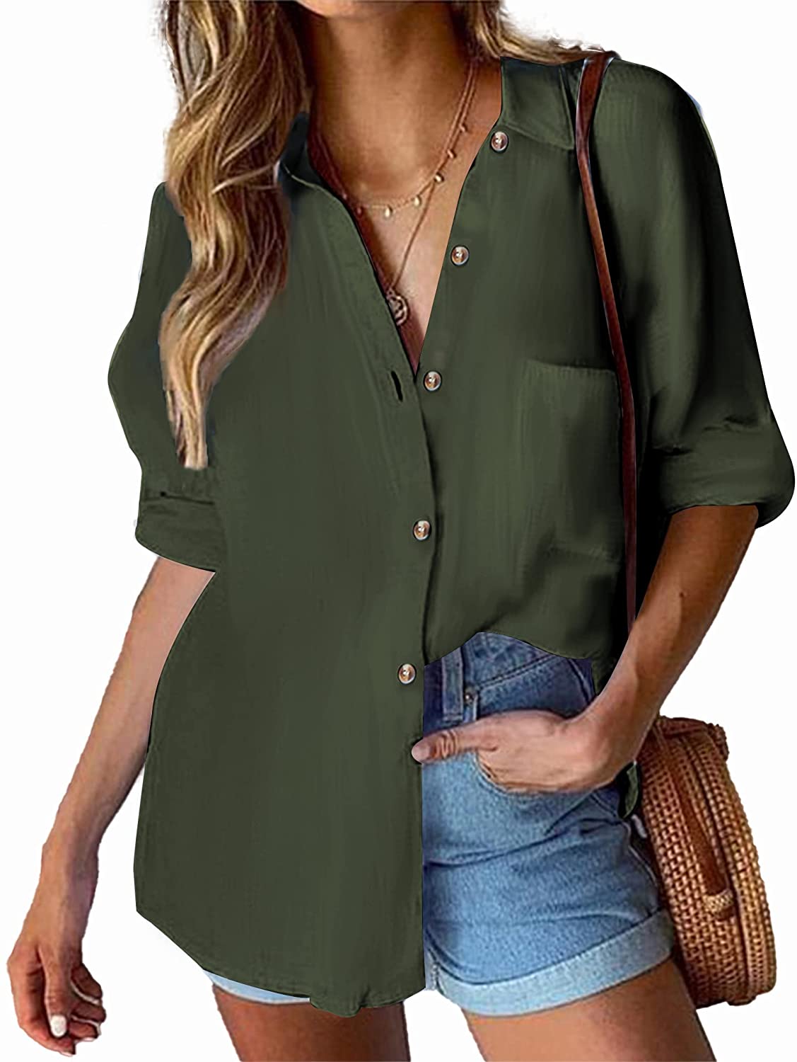 Blouse Tops with Pocket