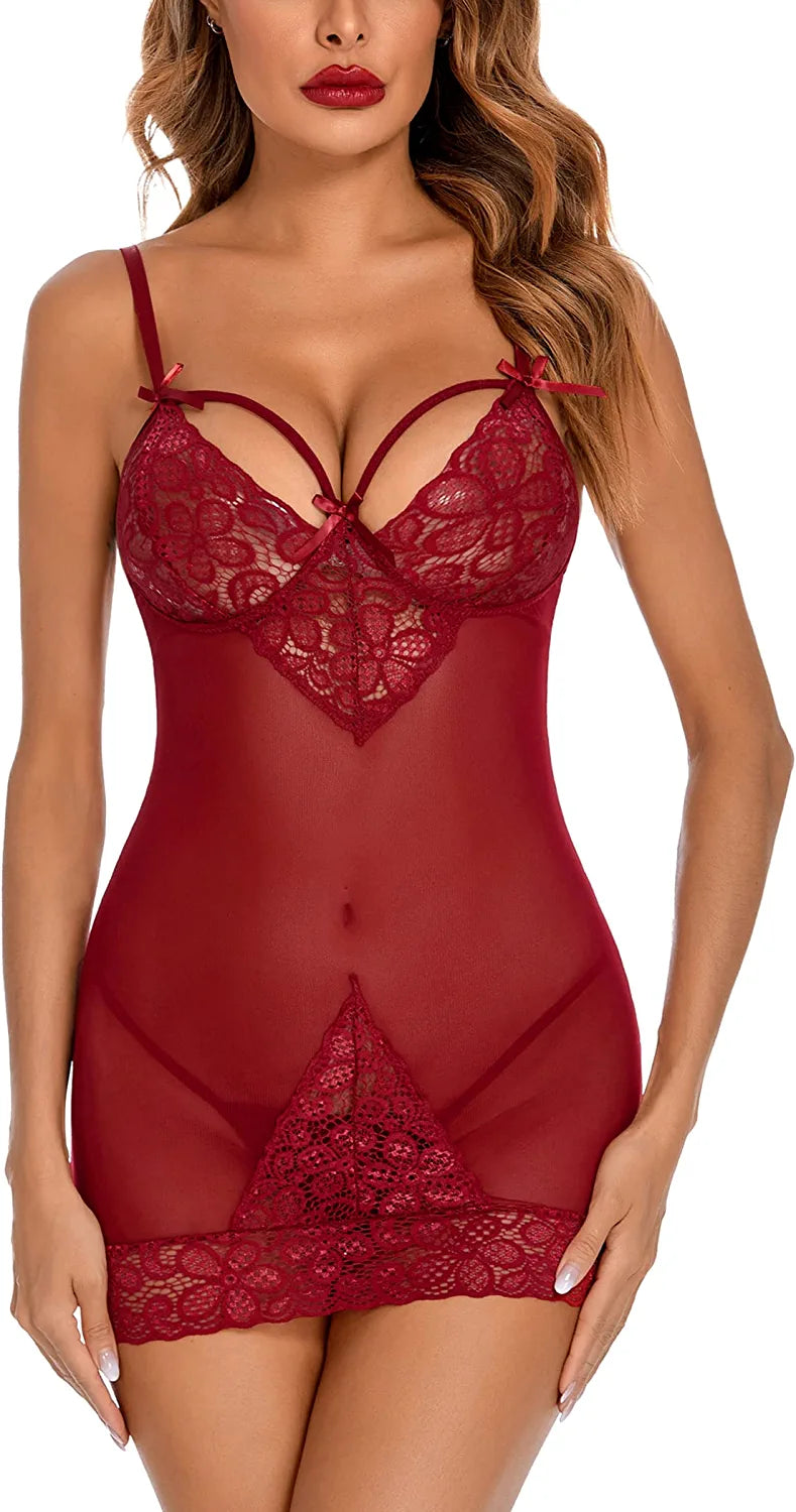Avidlove Lingerie for Lace Chemises Strappy Babydoll Sleepwear Mini Dress S-XXXL