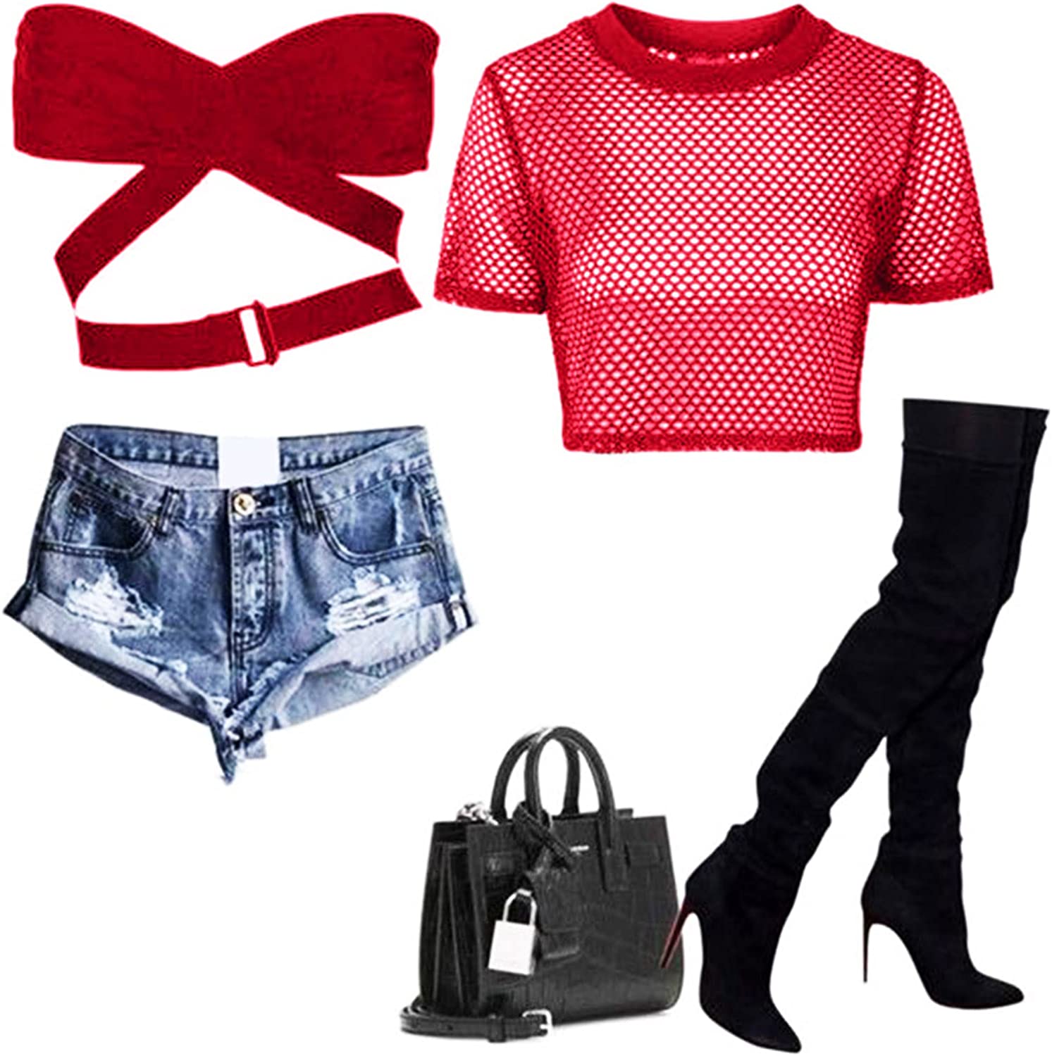 Avidlove Fishnet Top for Long Sleeve Fishnet Shirt Fishnet Crop Top