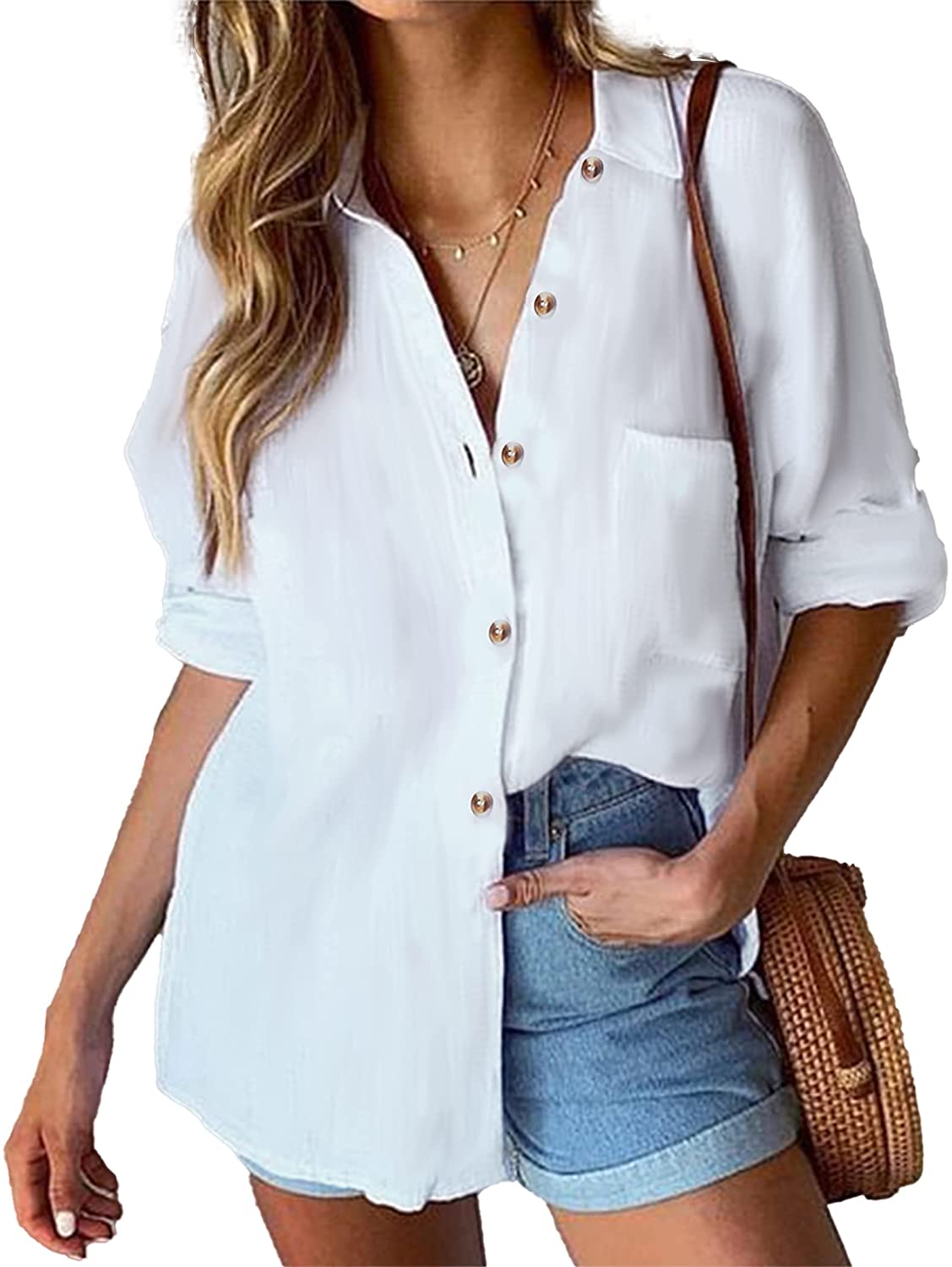 Blouse Tops with Pocket
