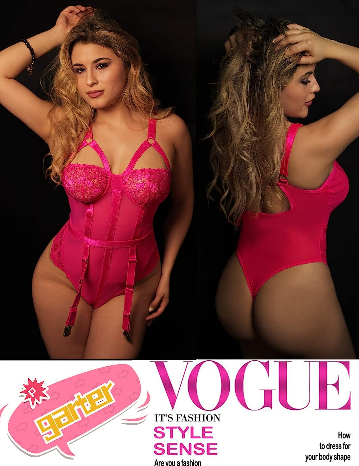 Avidlove Teddy Lingerie for with Garter Belt One Piece Lingerie Naughty Strappy Lingerie Lace Exotic Bodysuit