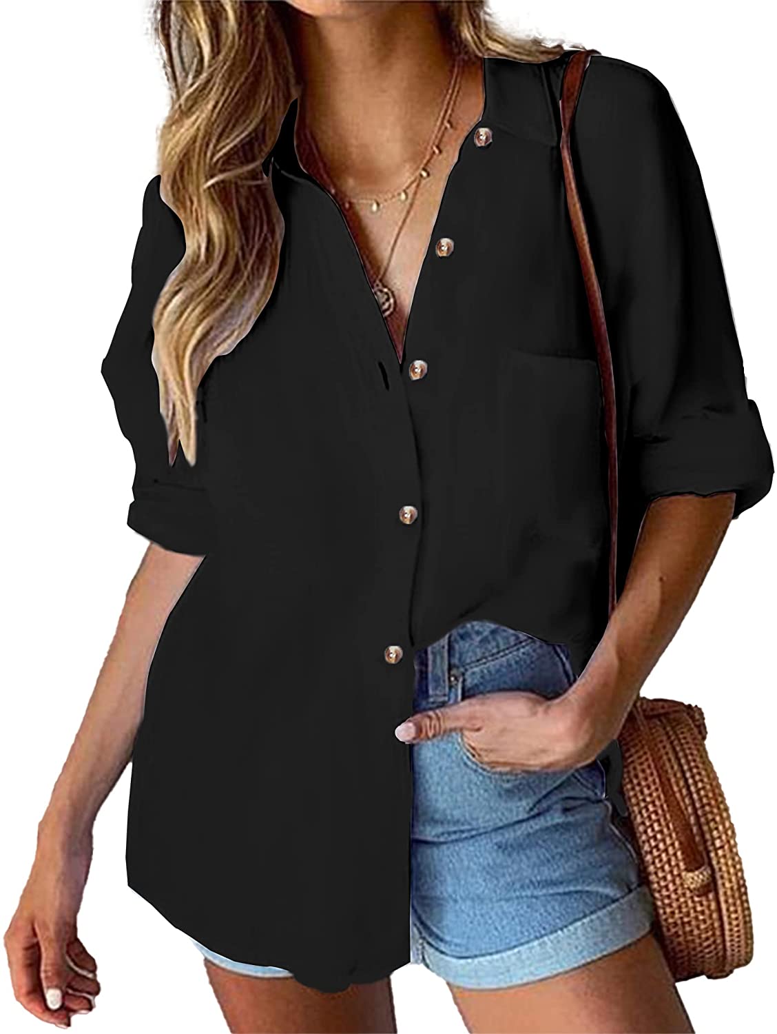 Blouse Tops with Pocket