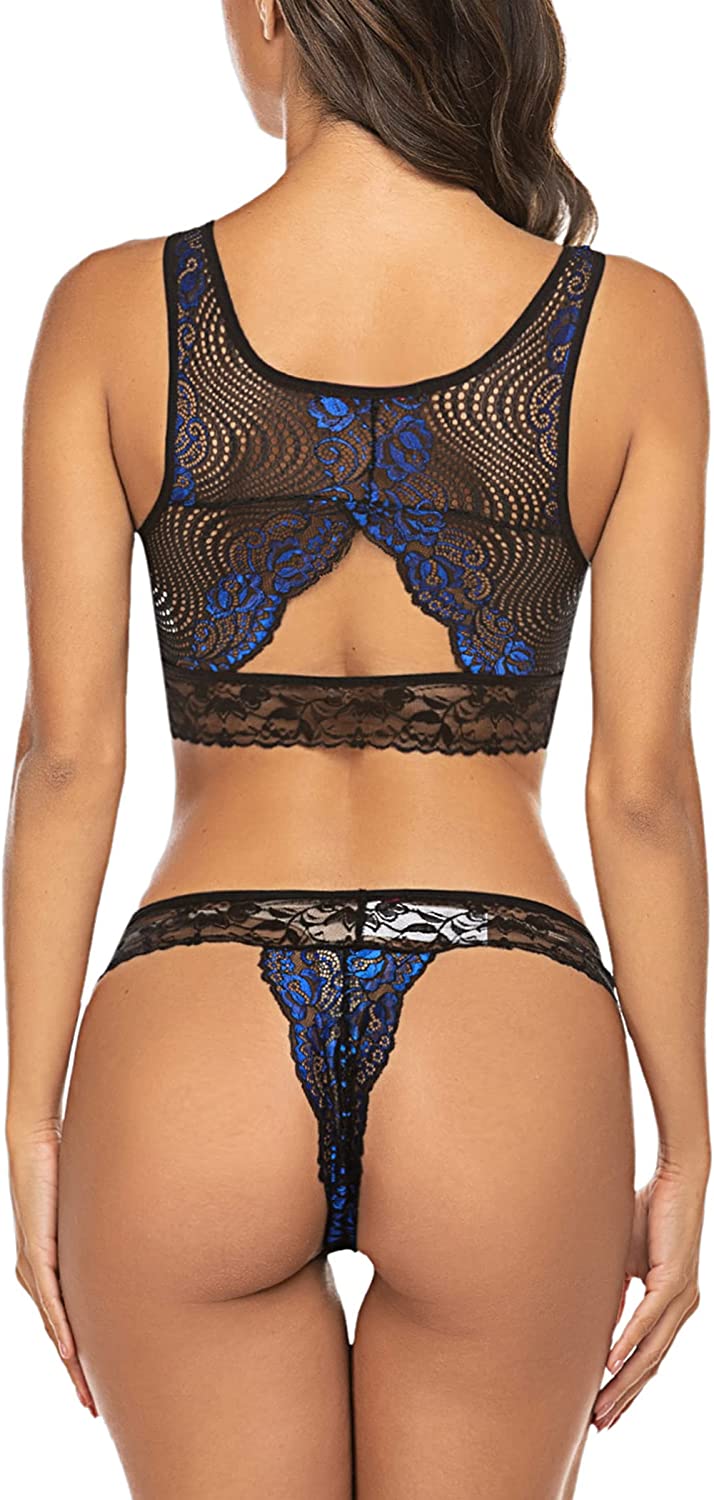 Avidlove Lingerie 2 Piece Lace Babydoll Bra and Panty Set Mini Sleepwear