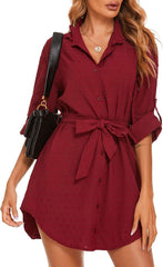 Mid-Long Blouse Tops with Belt
