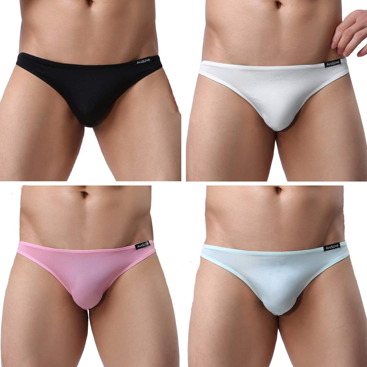 Avidlove Underwear Men's 4 Pack Classic Low Rise Stretchy Hip Briefs Bikini