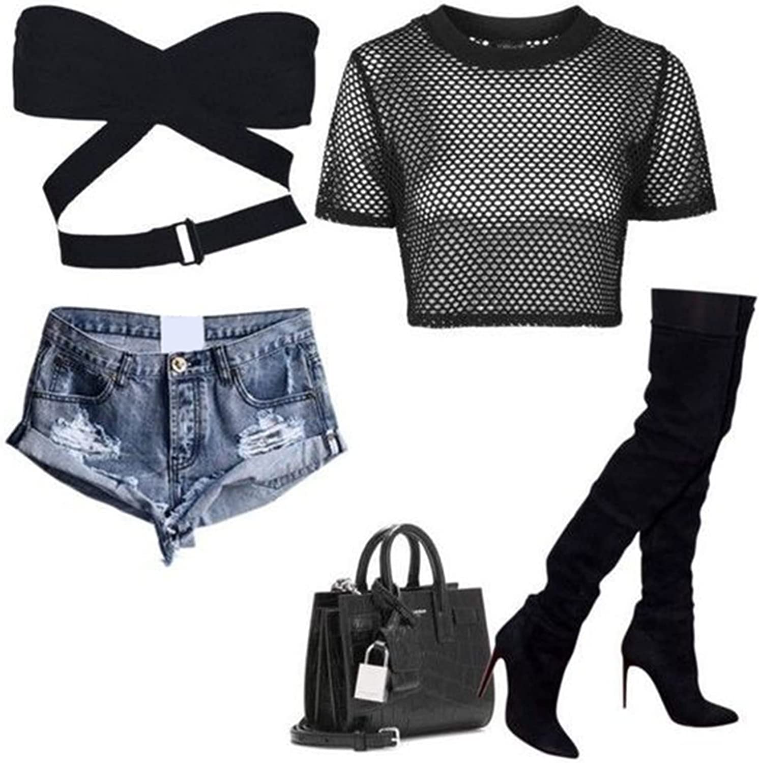 Avidlove Fishnet Top for Long Sleeve Fishnet Shirt Fishnet Crop Top
