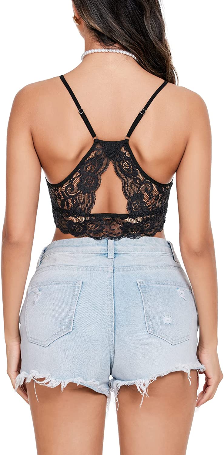 Avidlove Lace Bralette for High Neck Camisoles Racerback Double-Layered Crop Top