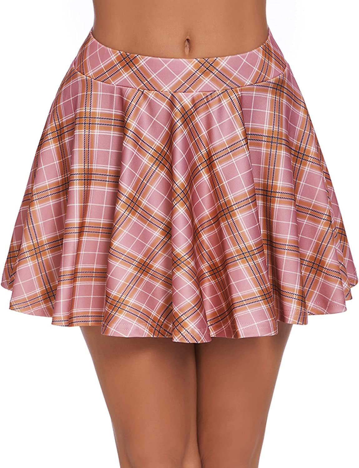 Avidlove Pleated Mini Skirt Plaid Skirts High Waist A Line Skater Skirt for Lingerie Schoolgirl