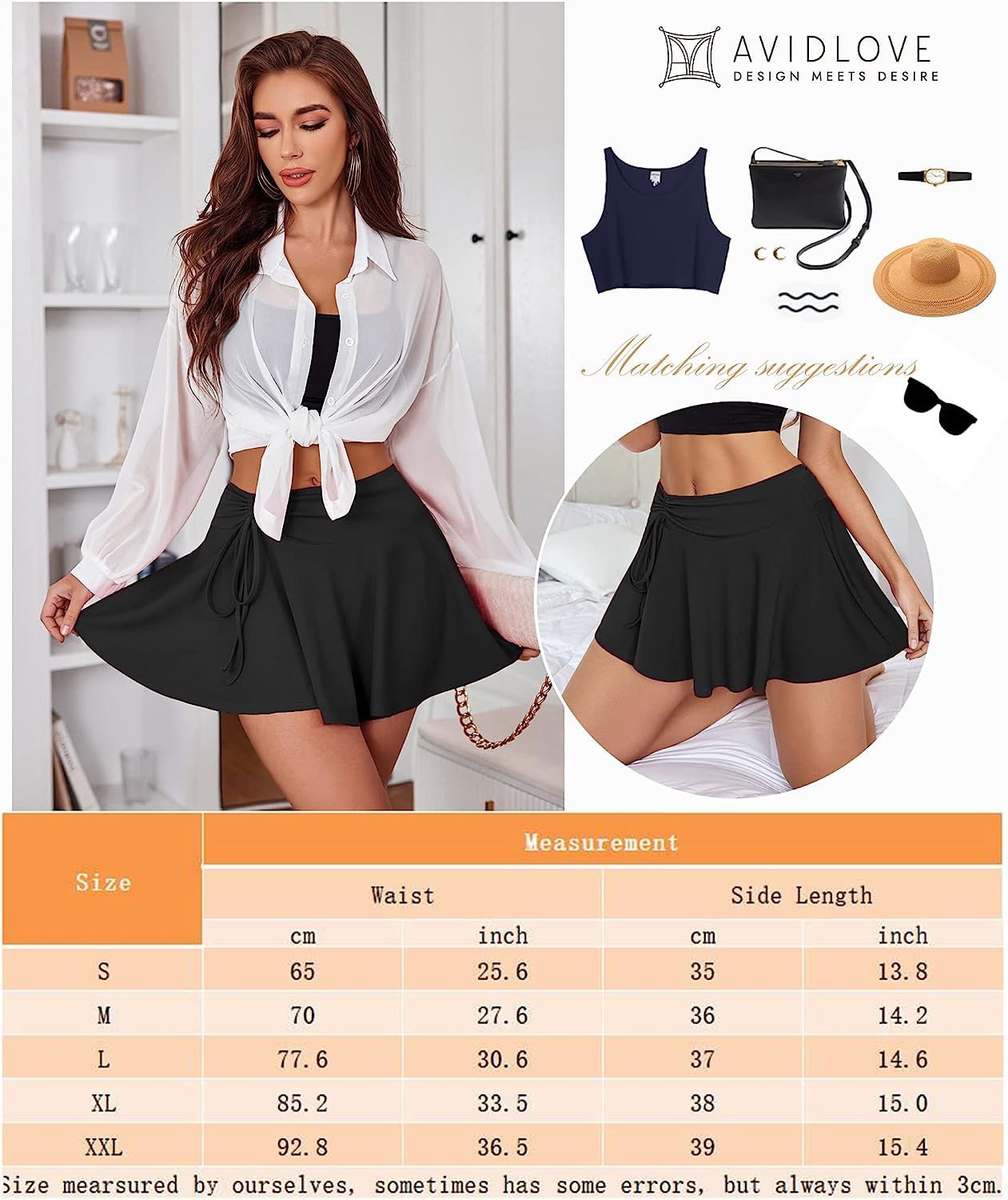 Avidlove Mini Skirt for Pleated Drawstring High Waist Skater Skirt Lingerie Skirts S-XXL