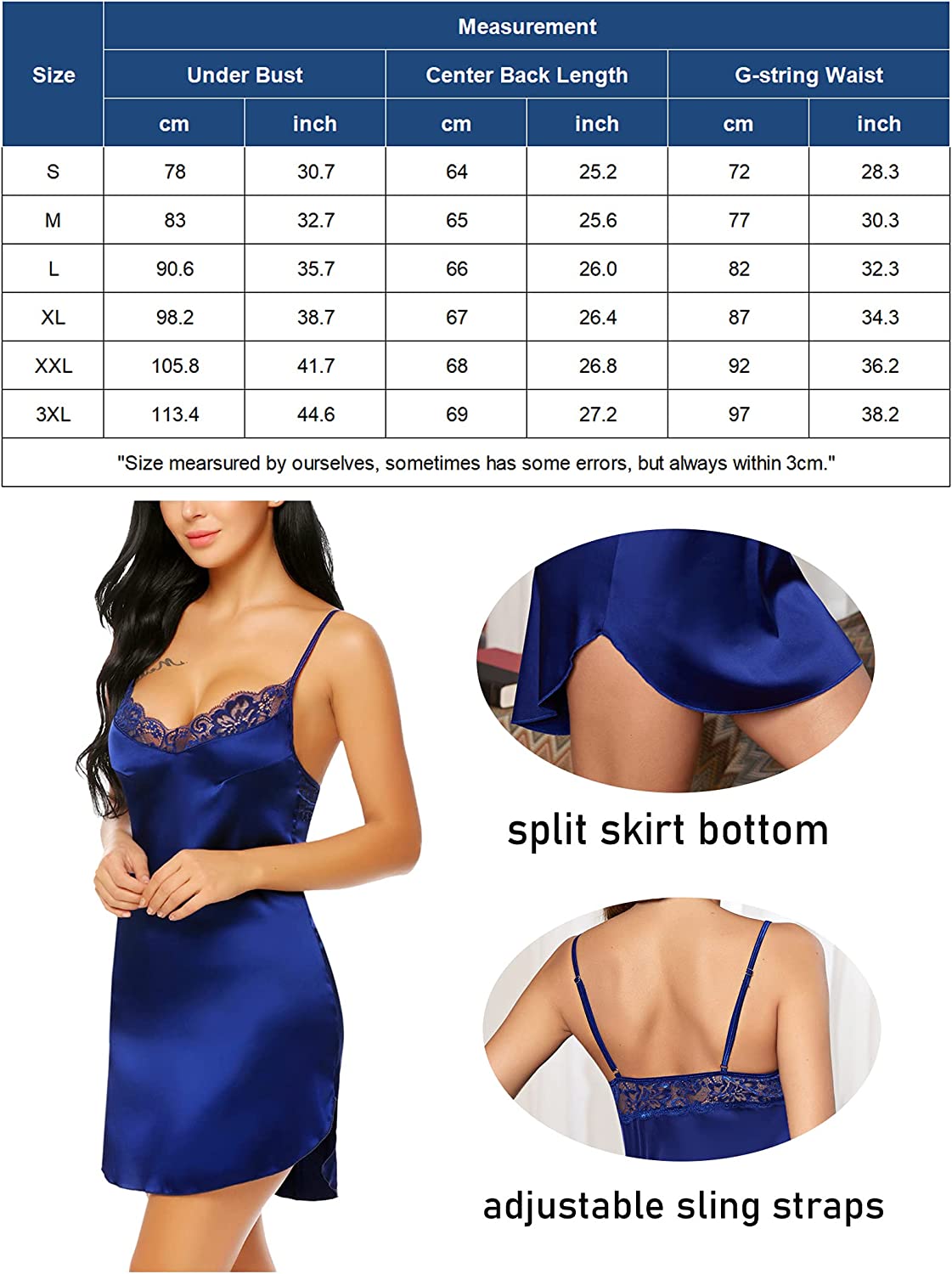 Avidlove Nightwear Satin Sleepwear Lace Chemises Mini Full Slip
