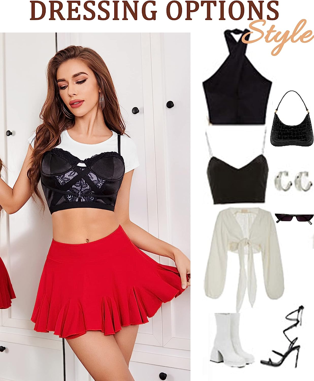Avidlove Mini Skirt Pleated Skirts High Waist Skater Skirt Ruffle Lingerie Skirts S-XXL
