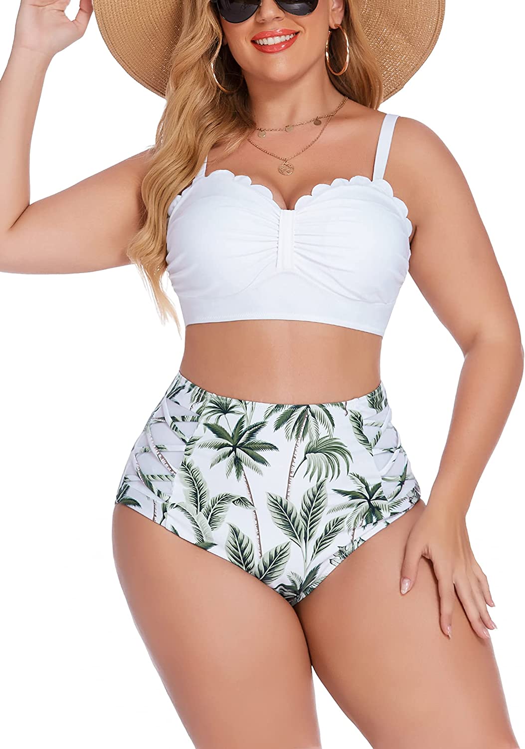 Avidlove Swimsuit for High Waisted Bikini Tummy Control 2 Piece Swimwear Bathing Suits S~4XL