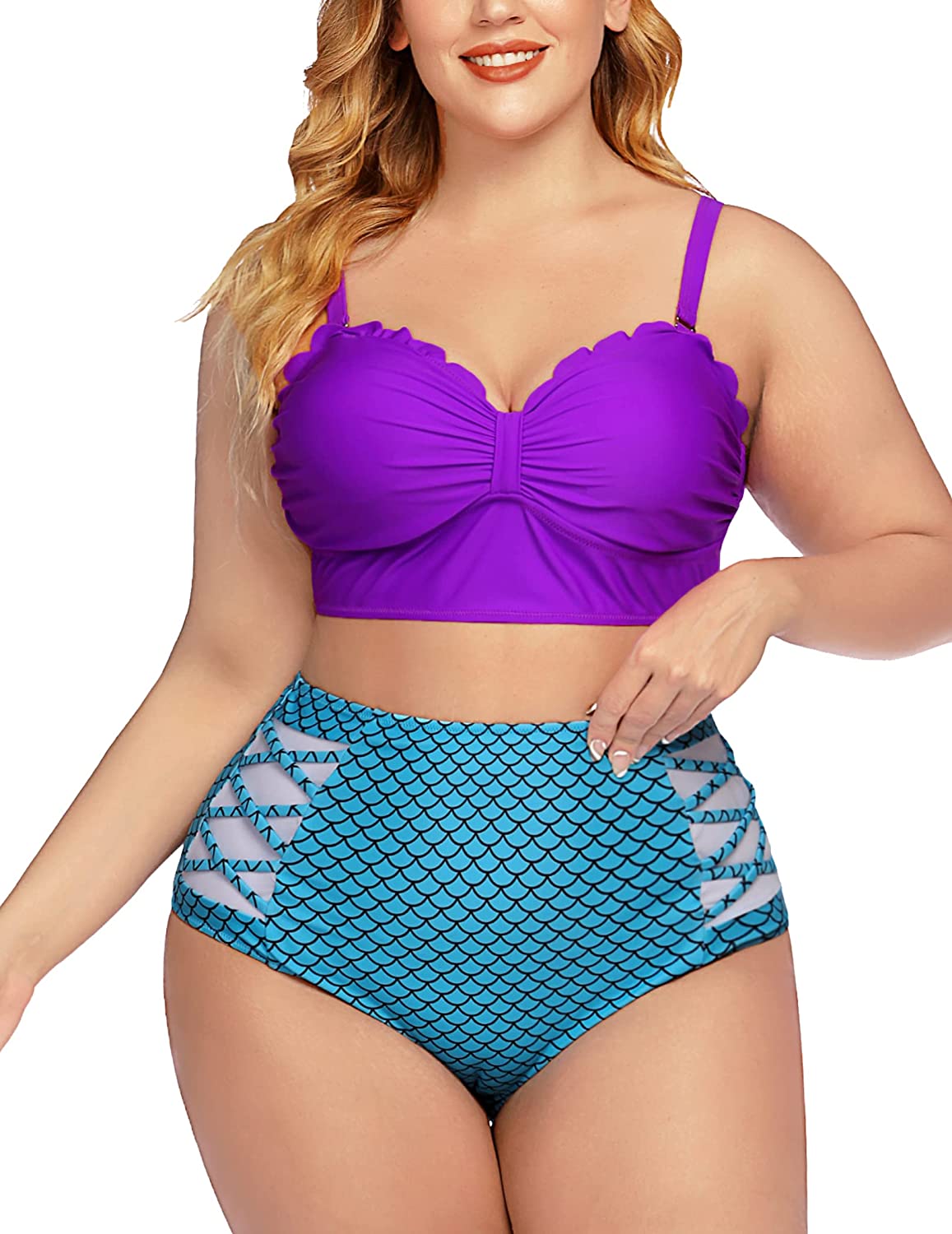 Avidlove Swimsuit for High Waisted Bikini Tummy Control 2 Piece Swimwear Bathing Suits S~4XL