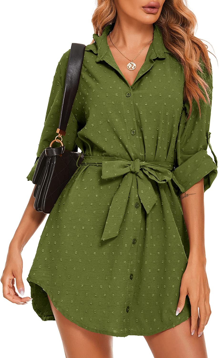 Mid-Long Blouse Tops with Belt