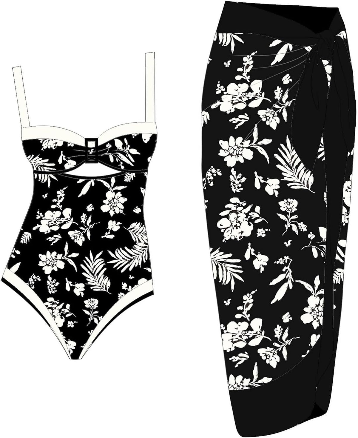 Sexy High Waist Split Swimsuit Skirt Cover - Black