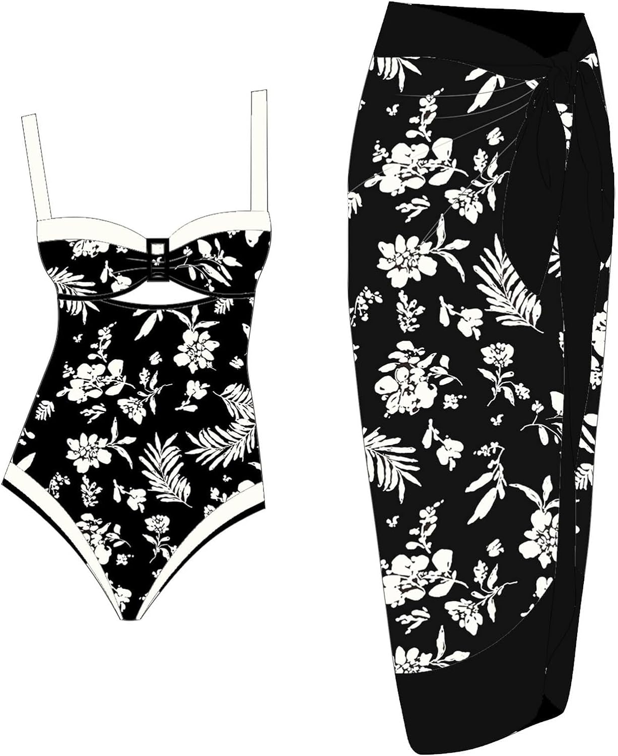 Sexy High Waist Split Swimsuit Skirt Cover - Black