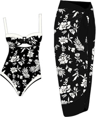 Sexy High Waist Split Swimsuit Skirt Cover - Black