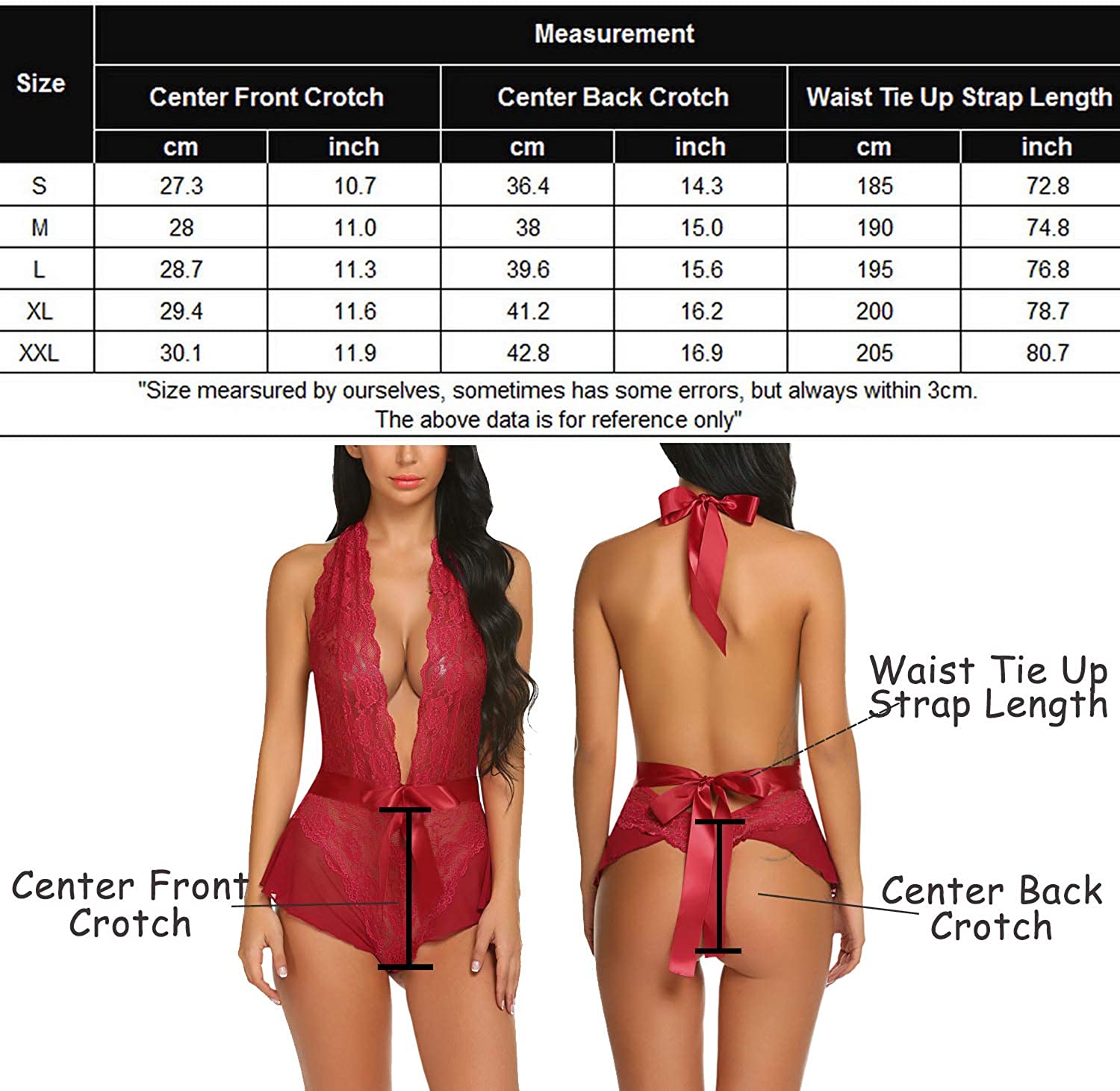 Avidlove Lingerie for Lace Teddy Bodysuit Halter V Neck One Piece Lingerie Babydoll XS-XXXL