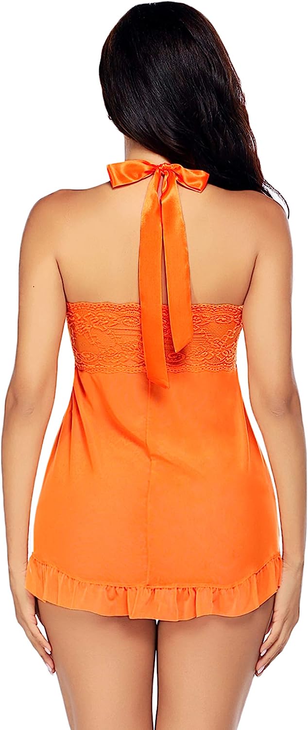 Avidlove Lingerie for Lace Babydoll Open Front Sleepwear Halter Nighty Chemsie XS-5XL
