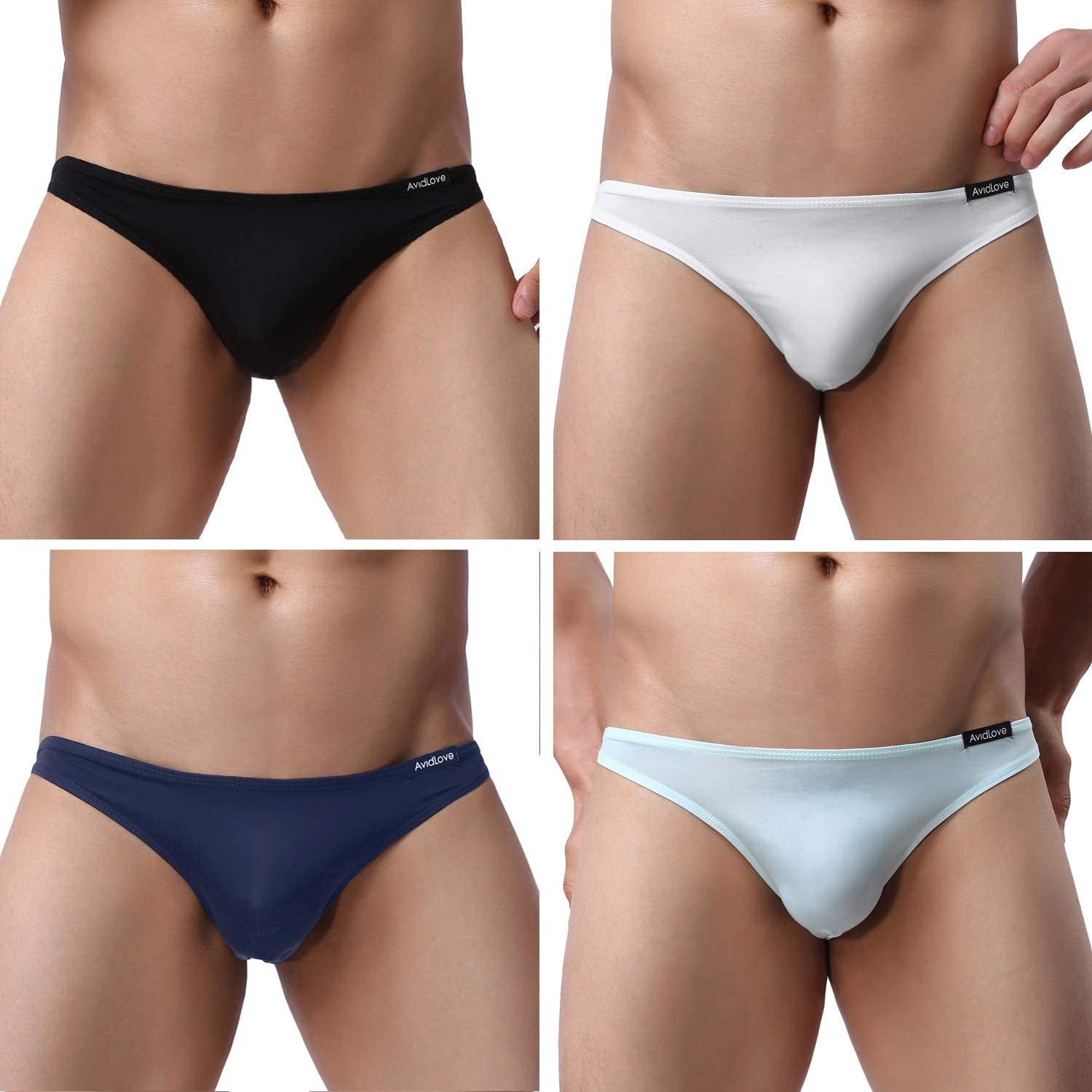 Avidlove Underwear Men's 4 Pack Classic Low Rise Stretchy Hip Briefs Bikini