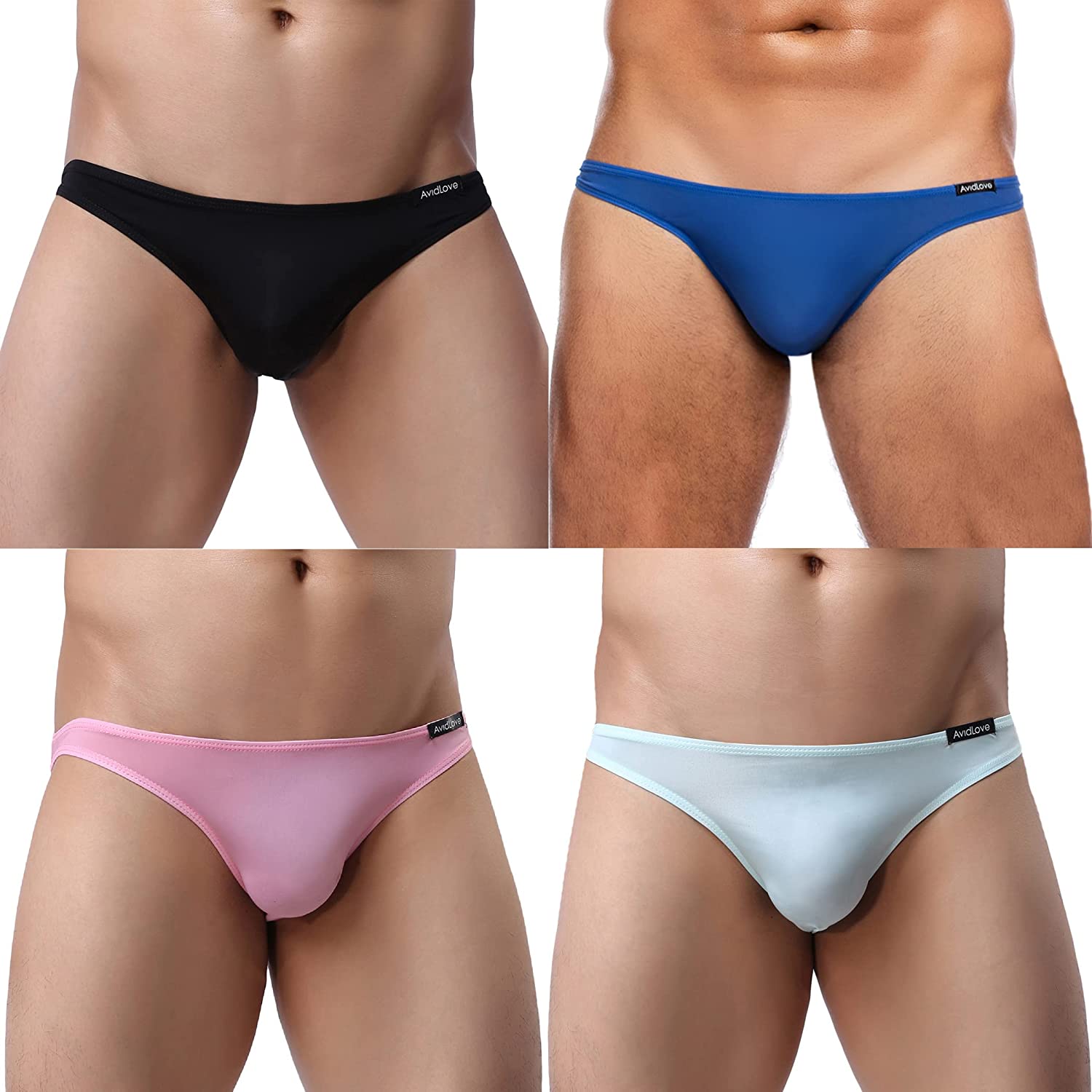 Avidlove Underwear Men's 4 Pack Classic Low Rise Stretchy Hip Briefs Bikini