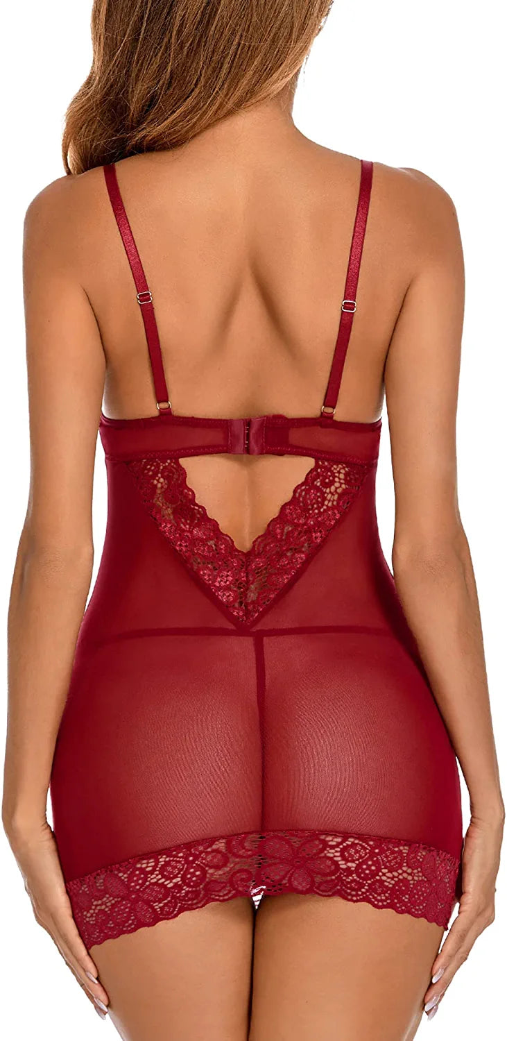 Avidlove Lingerie for Lace Chemises Strappy Babydoll Sleepwear Mini Dress S-XXXL
