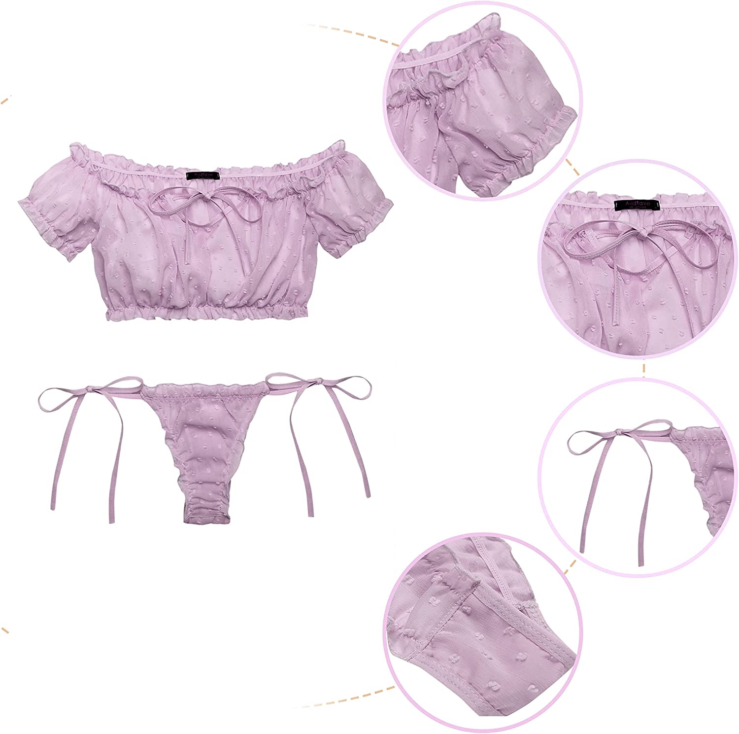 Avidlove Bra and Panty Set Ruffle Lingerie Set Mesh Babydoll Chemise