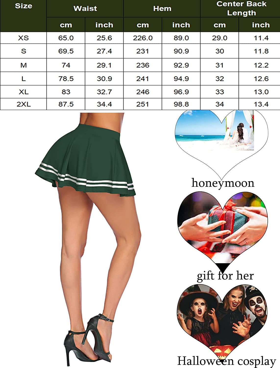 Avidlove Mini Skirt Pleated Elastic Waist Ruffle Sailor Skirts School Uniform Skirts Cheerleader