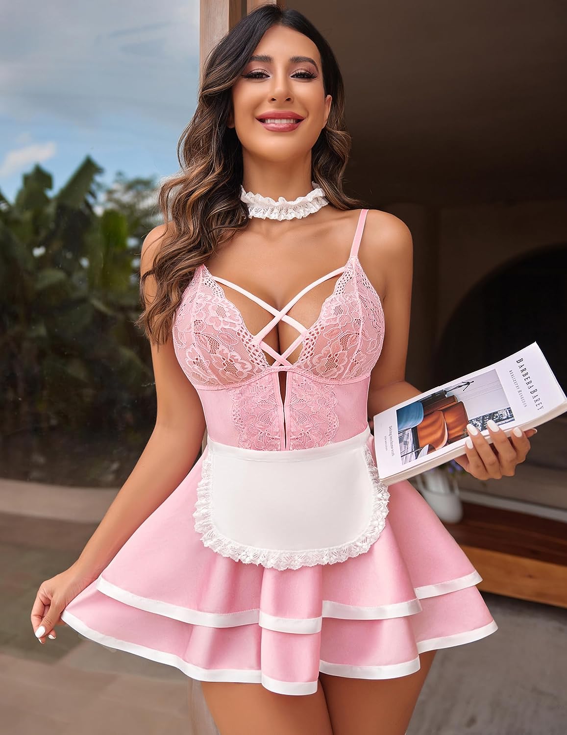 Avidlove Maid Lingerie for Maid Outfit French Maid Costume Babydoll Lingerie Dress Cosplay Lingerie