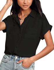 Button V -Neck Blouse