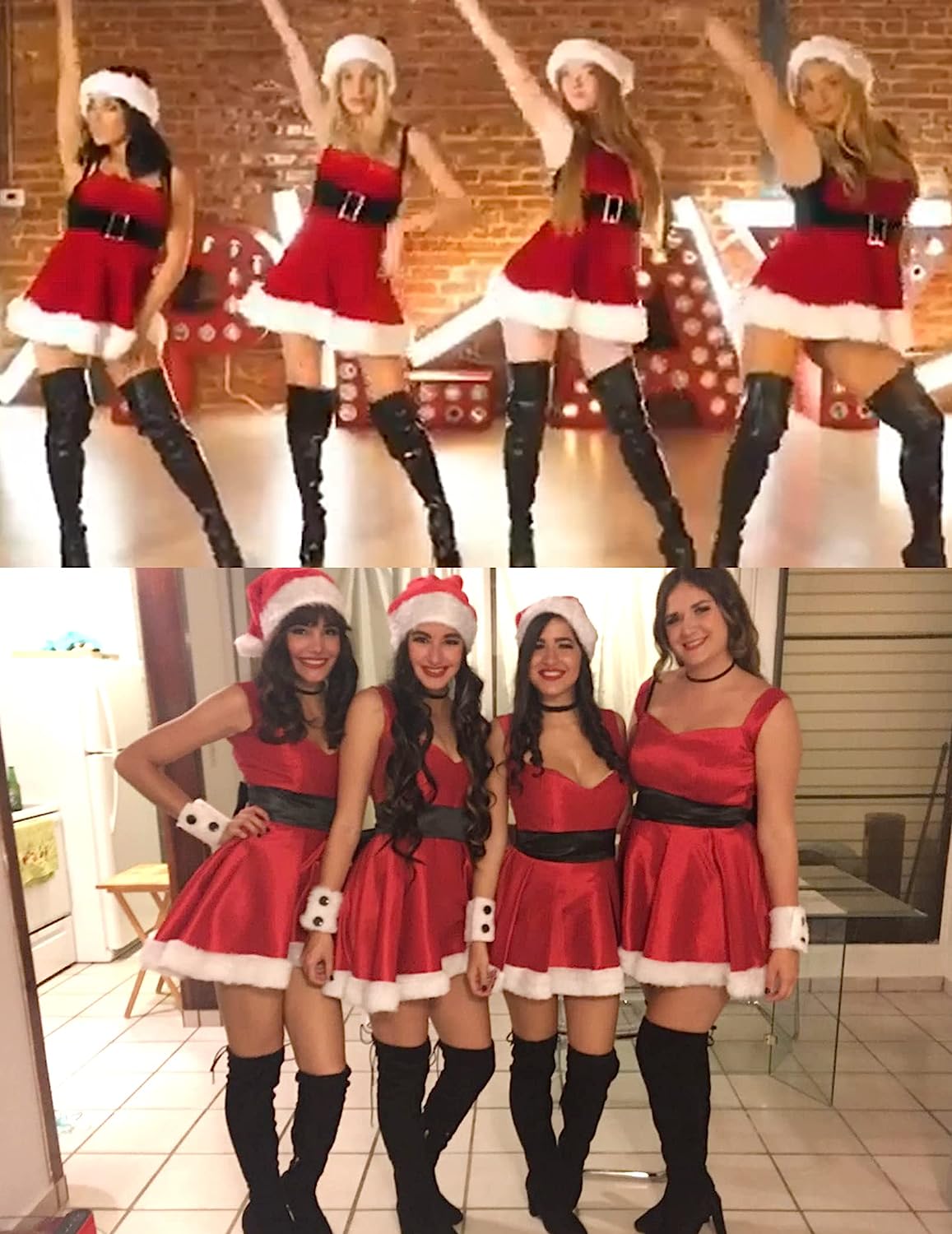 Avidlove Christmas Dress Santa Velvet A Line Dress for with Belt Babydoll Lingerie