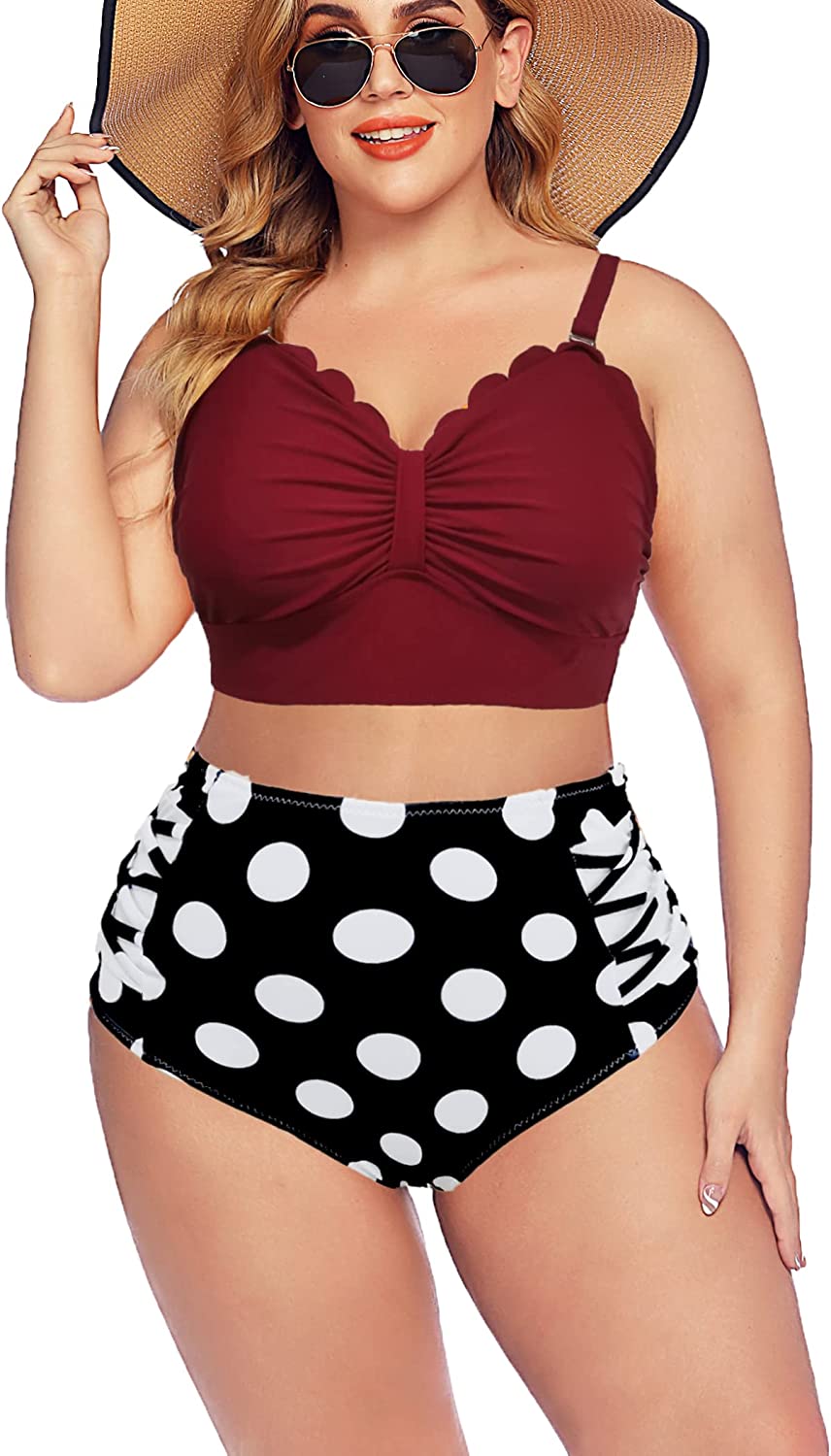 Avidlove Swimsuit for High Waisted Bikini Tummy Control 2 Piece Swimwear Bathing Suits S~4XL