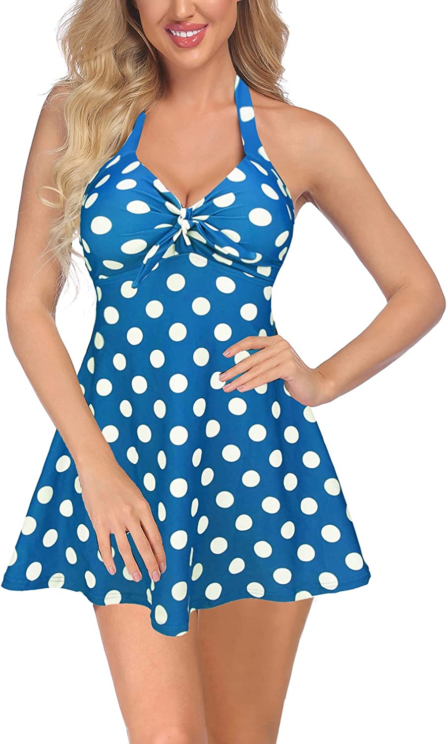 Avidlove Swimsuits for Two Piece Retro Tankini Set Halter Swimsuit Vintage Bathing Suits with Boyshorts