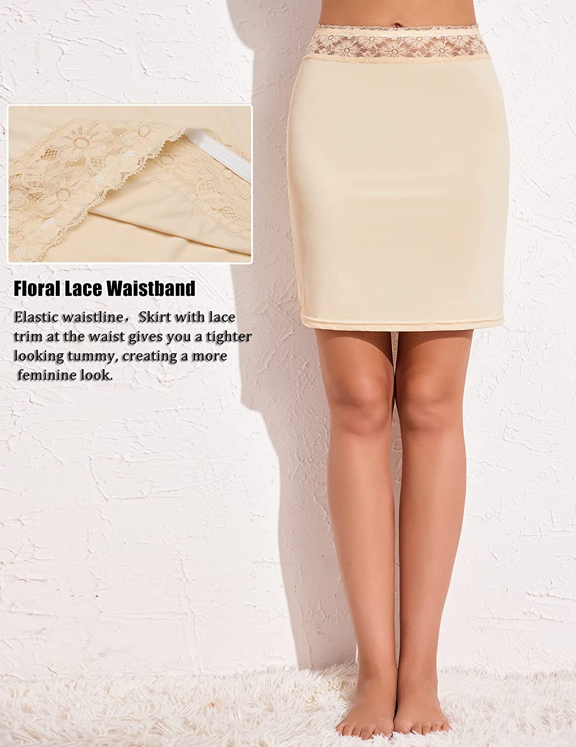 Avidlove Half Slips for Underskirt Slip Skirt with Floral Lace Waistband