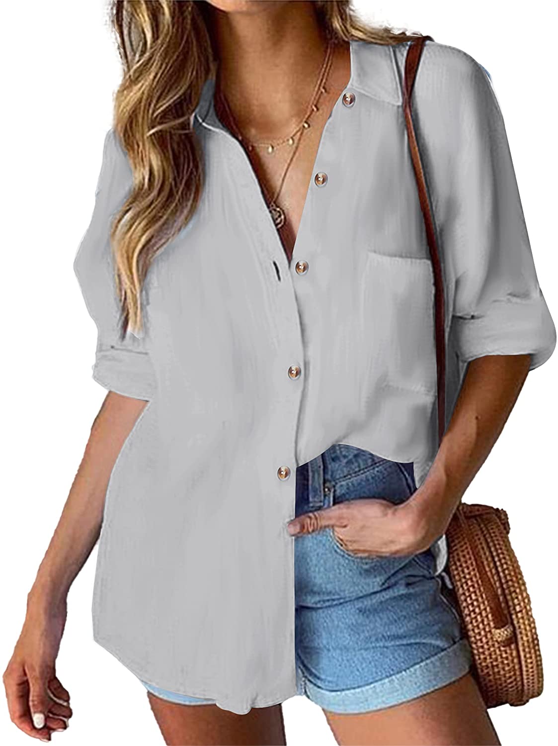Blouse Tops with Pocket