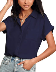 Button V -Neck Blouse